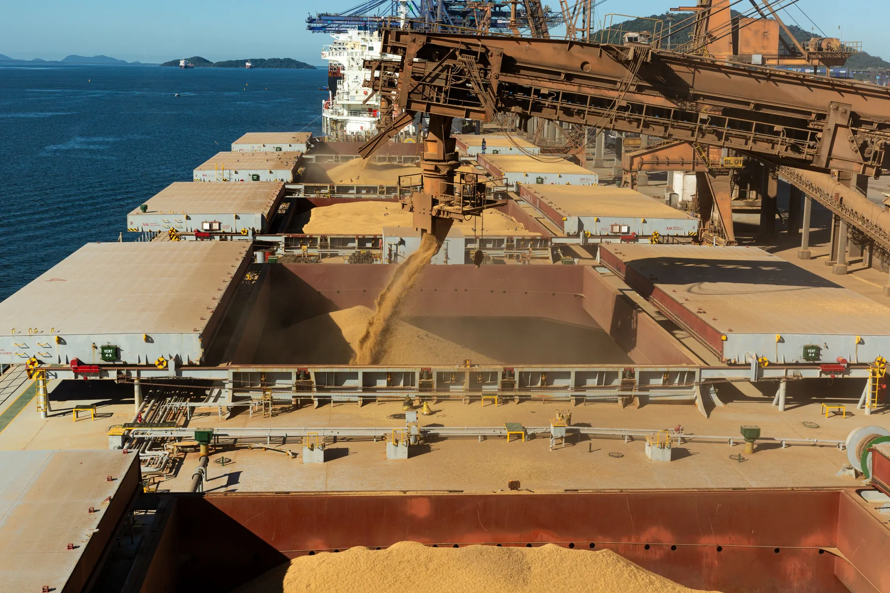 Agricultural commodity loading at a port